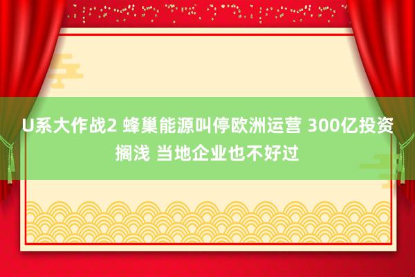 U系大作战2 蜂巢能源叫停欧洲运营 300亿投资搁浅 当地企业也不好过