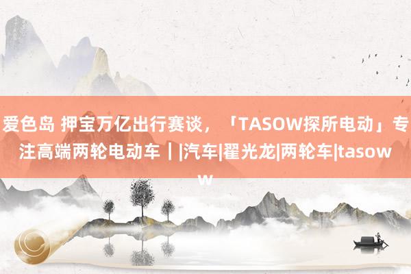 爱色岛 押宝万亿出行赛谈，「TASOW探所电动」专注高端两轮电动车｜|汽车|翟光龙|两轮车|tasow